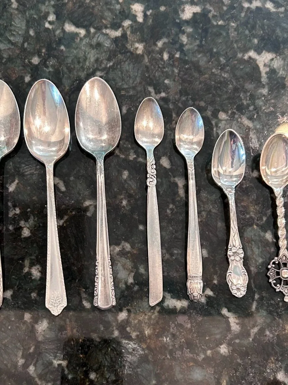 Mixed Lot of 7 Vintage Silver-Plated Teaspoons, Including Holmes&Edwards, Oneida
